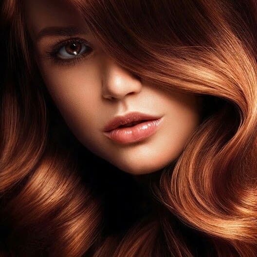Smooth, glossy keratin-treated hair, Orange Eleven